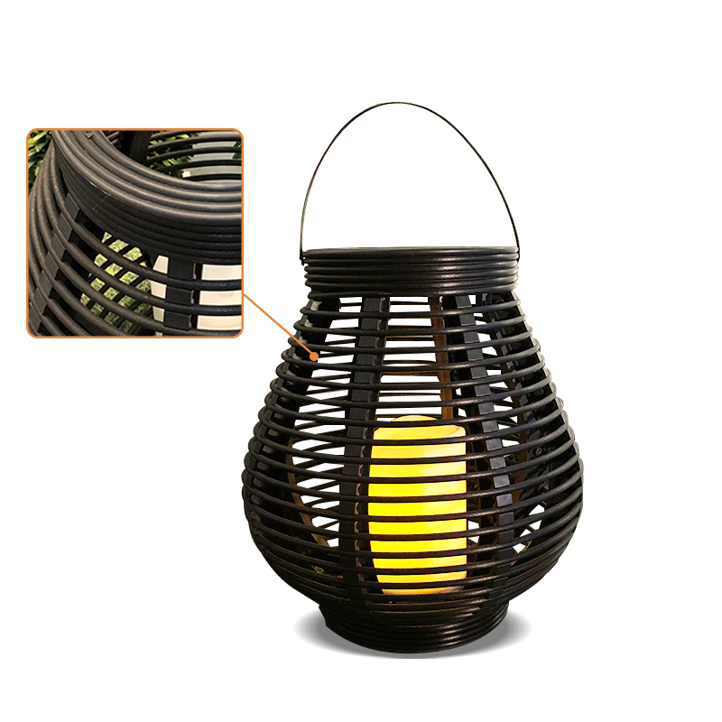 Battery Operated Pear Rattan Basket with Battery LED Candle, Large