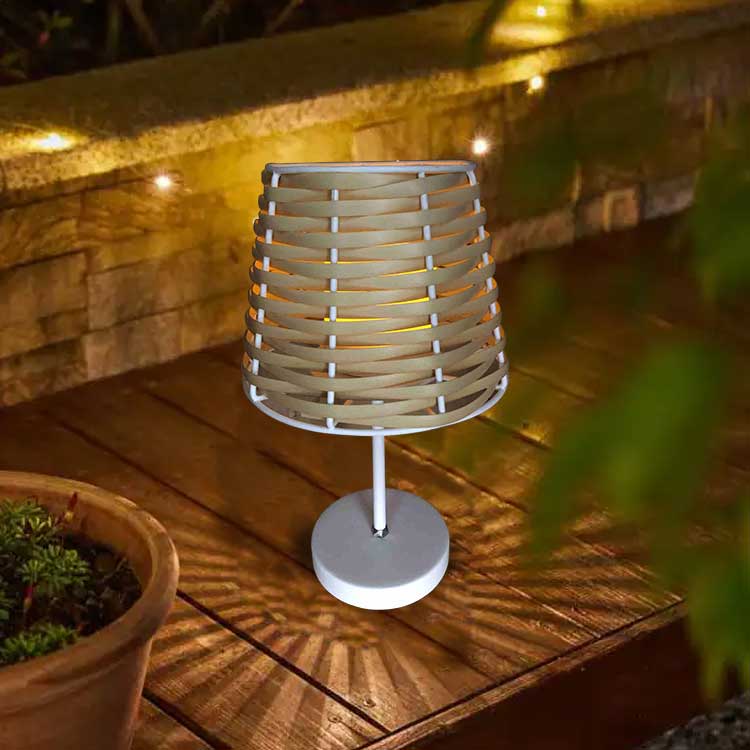 ABACO Brand New Battery-Operated Rattan Table Lamp