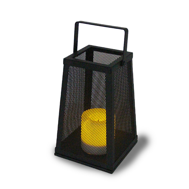 "CLOVIS" Metal Lantern with Solar LED Candle ，Large