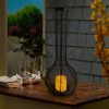 "HANFORD" Metal Lantern with Solar LED Candle ，Small