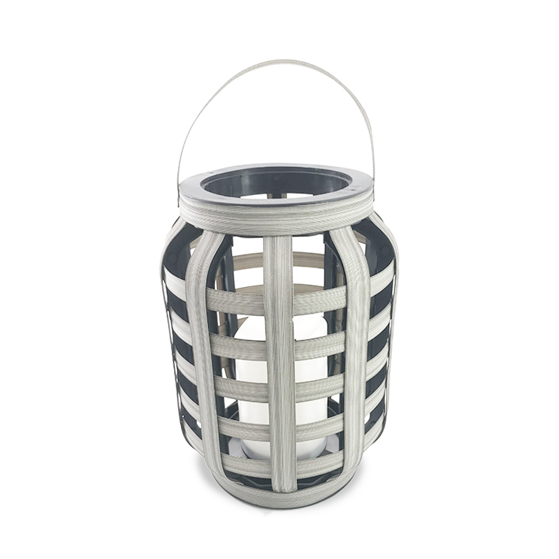 "Pasca" Cross-Weaving Rattan Lantern with Battery LED Candle, Large