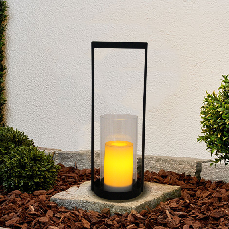 ''CARSON'' iron-Glass Lantern with Battery LED Candle, Small