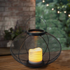 "MERCED" Metal Lantern with Solar LED Candle ，Small