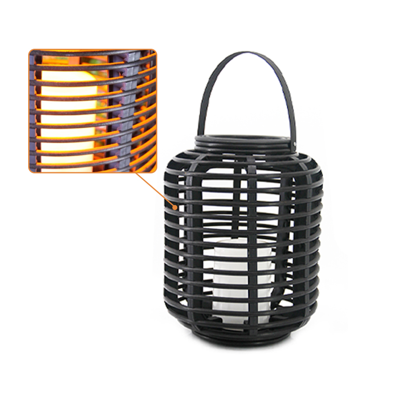 Column Shaped Rattan Lantern with Battery LED Candle, Large