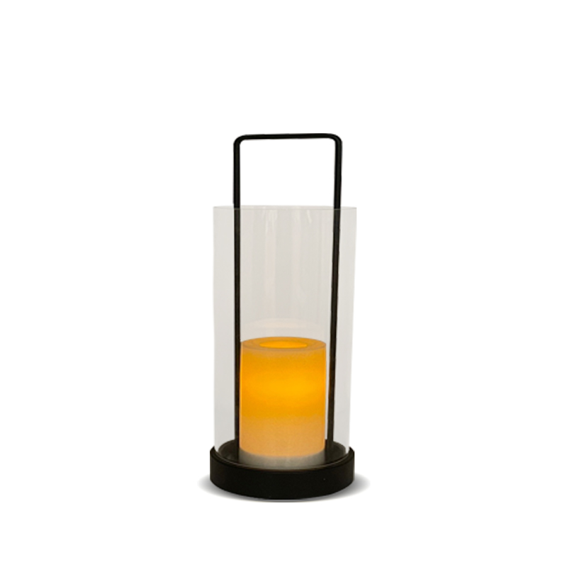 ''FREMONT'' iron-Glass Lantern with Battery LED Candle, Small