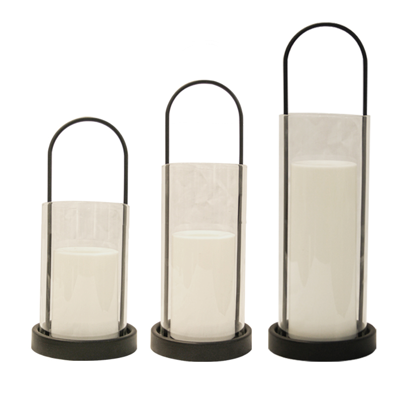 ''Hayward'' iron-Glass Lantern with Battery LED Candle, Small