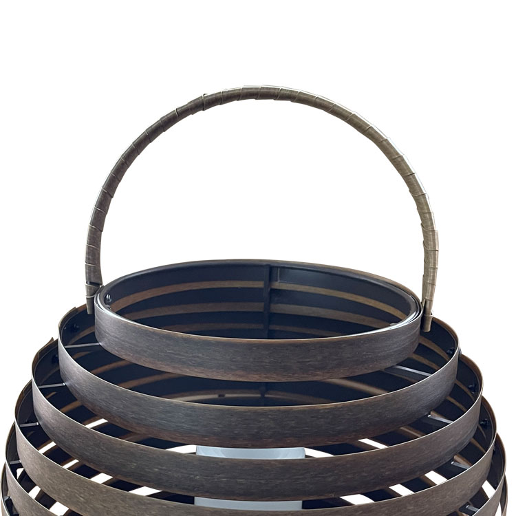 “SPIRAL” High End Rattan-Iron Lantern with Battery Operated Candle，Medium