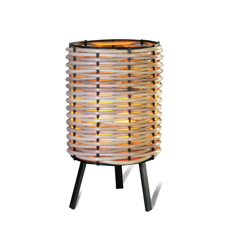 "ARUBA" Battery Operated Rattan Lantern with Battery LED Candle