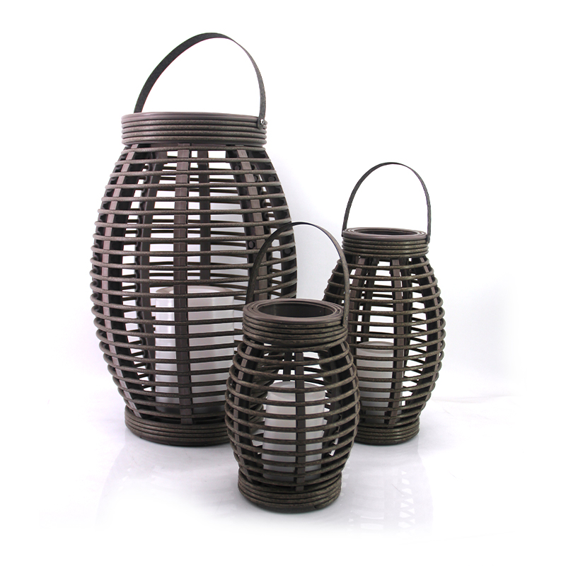 Vase Shaped Rattan Lantern with Battery LED Candle, Small
