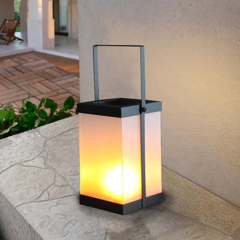 Solar Fameless-Fire Glass Lantern With Saquare Shaped