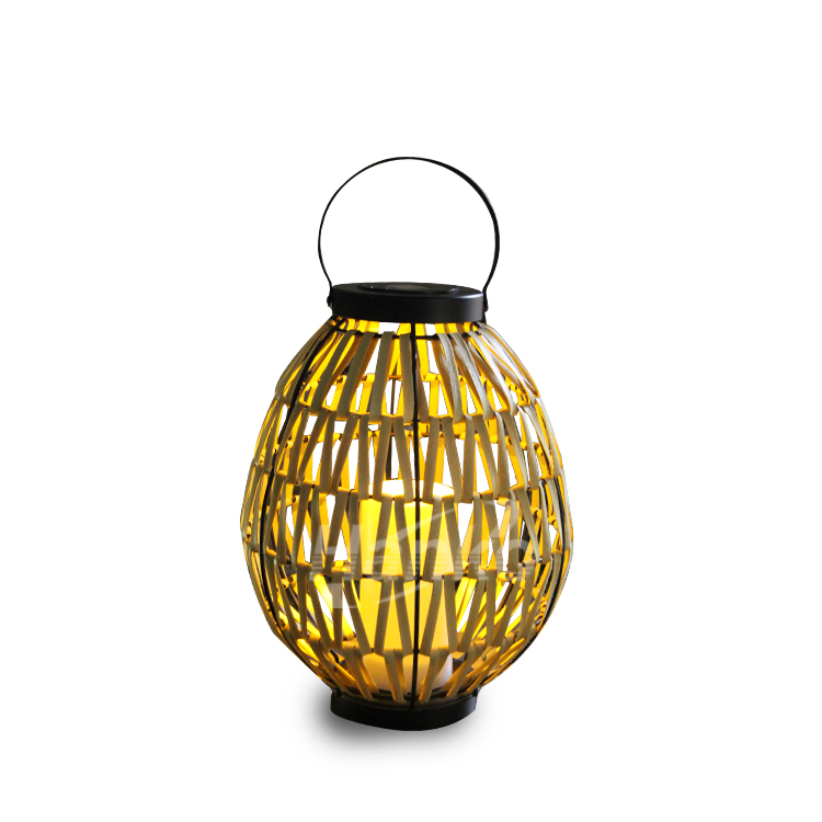 RICA Brand New Rattan Lantern with Solar LED Candle, Large