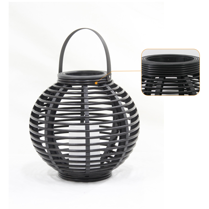 Battery Operated Round Rattan Basket with Battery LED Candle, Small
