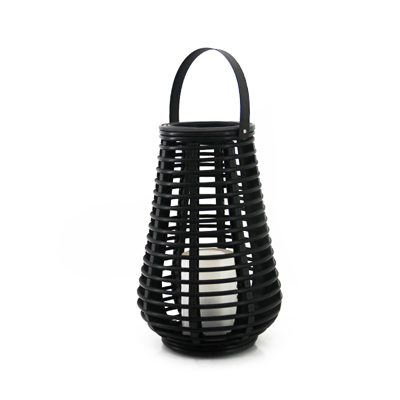 Tall Rattan Lantern with Battery LED Candle, Medium