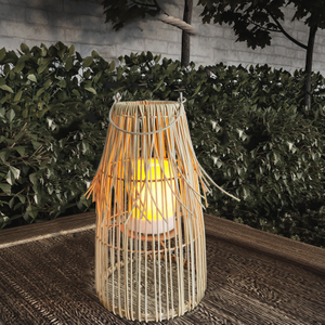 TAHITI Brand New Solar Rattan Lantern (Fringe Style) 