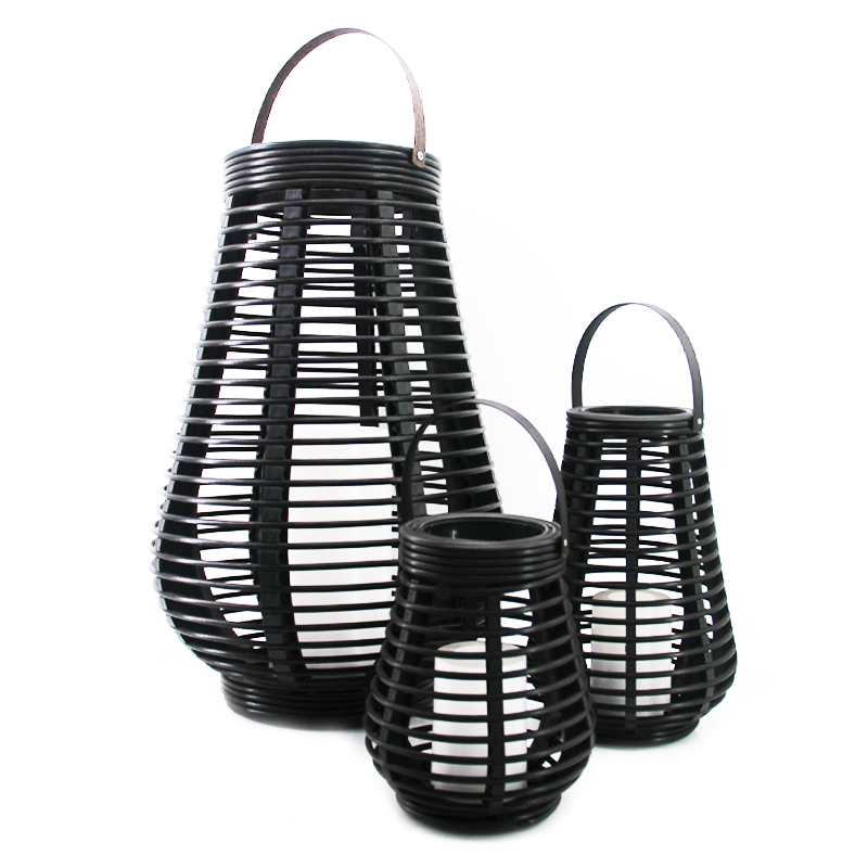 Tall Rattan Lantern with Battery LED Candle, Large