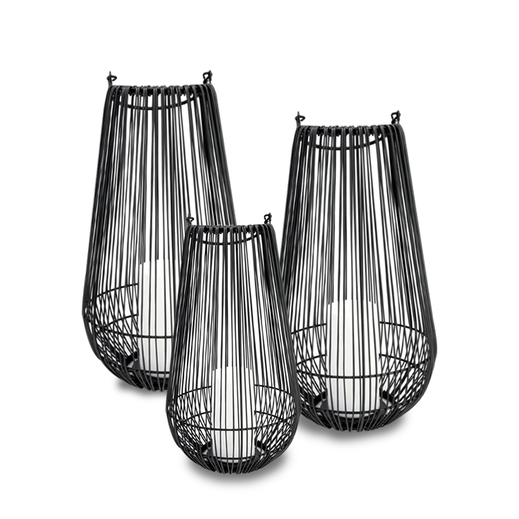  “PARE” Rattan- Iron Lantern with Battery Operated LED Candle，Small