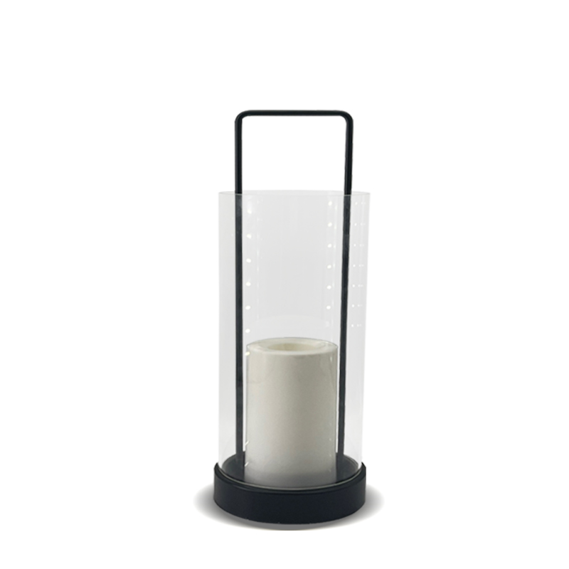 ''FREMONT'' iron-Glass Lantern with Battery LED Candle, Small